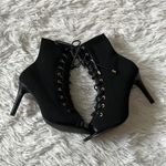 JustFab bootie Women’s Hyacinth Active Knit Open-Toe in black caviar size 8 Photo 8