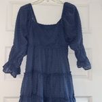 Altar'd State Altar’d State Dusty Blue Swiss Dot Mini Dress Photo 2