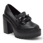 Madden Girl Kappie Platform Lug Sole Loafer Black Faux Leather 90s Size 8.5 Photo 0