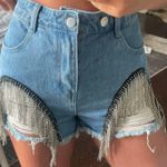 Fringe Rhinestone Jean Shorts Photo 0