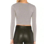 Lovers + Friends  Clea‎ Grey Cutout Ribbed Long Sleeve Cropped Tee Top Sz XXS Photo 2