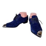 Miu Miu BLUE SUEDE LOAFER WITH SILVER METAL TIPPED TOE (36) Photo 6
