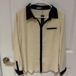 Allegra K Cream and black colored button down Photo 0