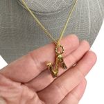 New Chainspro N Initial Monogram Wood Look Gold Tone Chain Necklace Photo 4