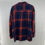 Old Navy  Size XL Flannel Shirt Boyfriend Fit Button Down Plaid Pocket Red Blue Photo 6