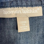 Woman Within  Chambray Blouse Top Size 1X (22/24) Button Down Up Camp Style Photo 3