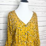 Hint of Blush Mustard Yellow Spring Summer Granny Floral Casual Dress Size Large Photo 2