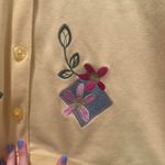 Breckenridge Butter Yellow Floral Embroidered Cardigan Sweater Size Large Petite Photo 3