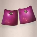 Shiny Magenta Vintage Retro Boho Metallic Square Earrings Pink Photo 5