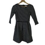 Banana Republic Stripe Fit & Flare Mini Dress Womens 6P Black Cotton Preppy Twee Photo 1