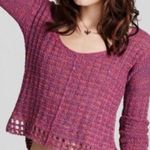Free People  pink purple orange multicolor cropped knit sweater Photo 0