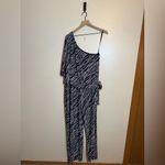 Ralph Lauren Lauren  Nautical Rope Print Jersey One-Shoulder Jumpsuit Photo 5