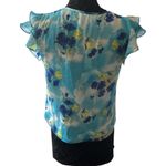 Amanda Uprichard  Blue and Green Flutter Sleeve Blouse Photo 1