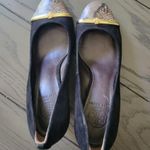 Tory Burch  Black Suede Snake Cap Toe Pacey Pumps shoes Photo 7