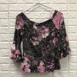INC floral top‎ with 3/4 sleeve ruffle sleeves size S Gray Photo 0