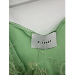 Sleeper  Boheme Mint Green Feather Trim Satin Slip Midi Dress Size Small NWT Photo 5