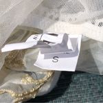 SheIn Lace Floral Applique White/Gold bodysuit S Photo 9