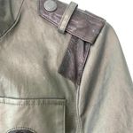 Vince Cotton & Leather Utility Jacket Olive Green/Brown Size M Photo 6