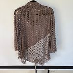 Bohemian Beach Open Knit Asymmetrical Top Cowl Button Coastal Lagenlook Medium Brown Photo 2