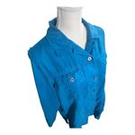 Chico's Chico’s Women Dark Turquoise Jacket Size 2(M) Chest-Pockets Button-Up Blue Suede Photo 5