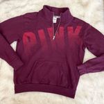 PINK - Victoria's Secret Victoria’s Secret Pink Campus Quarter Zip Burgundy Maroon Ombré Logo Sweater XS Photo 0