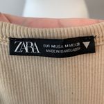 ZARA  Ribbed Knit Beige Crop Racer Back Tank Top Womens Medium Photo 2