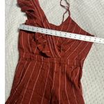 Three Floor Margaux Jumpsuit Women's 6 Burnt Orange Linen Striped Ruffle NO BELT Photo 5