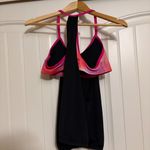 Nike Layered Tank Top Medium Black and Pink Built In Bra Sheer Racerback Pads Photo 1