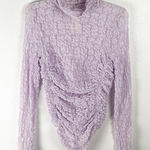 Free People INTIMATELY  Lavender Sheer Long Sleeves Mock Neck Bodysuit Size Small Photo 0