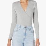 J.Crew MERCANTILE HEATHER GRAY CROSSOVER FAUX WRAP BODYSUIT M Photo 0