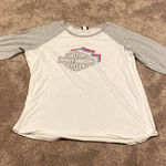 Harley Davidson Gray/White Quarter Sleeve Smoky Mountain Fitted Top SIZE 3XL Gray Photo 0