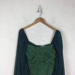 Princess Polly  Aleena Green Ruched Mini Dress Size 12 Long Balloon Sleeve Photo 3