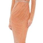 Mac Duggal  NWT Copper Beaded Wrap Over Puff Sleeve Dress Rhinestone Waist Sz 18 Photo 0