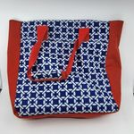 Travelon Red & Blue Geometric Travel Tote Bag With Zipper Closure & Inner Pocket Photo 3