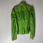 Bebe  Y2K Fitted Button Down Pleated Jewel Button Down Blouse Green Medium Photo 1