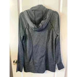 Mondetta  Women's Hooded Jacket Pockets Thumbholes Black/Gray Herringbone Size M Photo 4