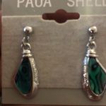 Paua shell silver tone dangling earrings​ Blue Photo 1
