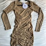 Princess Polly  tan long sleeve ruched dress Photo 1