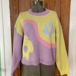 ZARA   Pastel Colorblock Flower Power Cropped Sweater Blogger Fav Sz Med  💕🎀 Photo 7