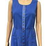 August Silk Vintage and Cotton Blue Button Front Sleeveless Midi Dress Womens 12 Photo 2
