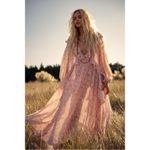 Spell & the Gypsy Bohemian Ethereal Billowy Ruffle Fleur Gown Maxi Dress Large Pink Photo 3