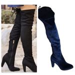 Catherine Malandrino  Deep Blue Velvet Over the Knee Boots Photo 1