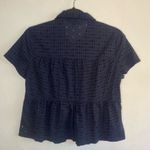 Madewell eyelet dark blue short sleeve blouse Photo 3
