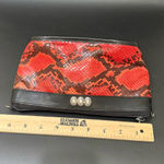 Brighton Vintage  Red/Black Snakeskin Leather Small Pouch Crossbody Bag NO STRAP! Photo 5