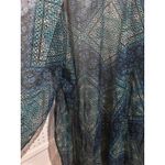 BCBGeneration  Blue Teal Geometric Print Sheer Duster Kimono Cardigan Photo 8