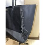Victoria's Secret Victoria Secret Large Black Tote Bag Purse w/Fringes 14.5"x13" Photo 2