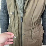 Vera Wang Vera‎ Wang Faux Fur Trim Mixed Media Anorak Coat Green Khaki Size Small Photo 7