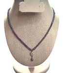 Vintage Sterling Silver Black Pearl Flower Pendant Necklace 925 AK Stamp Photo 3