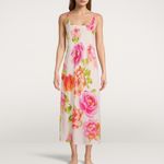 Natori South Pacific Floral Robe & Slip Nightgown Set Pink Orange Ivory Size S M Size M Photo 7