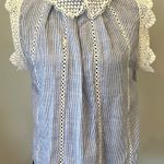 Striped Lace Trim Sleeveless Top blue & white summer looks Size L Photo 0